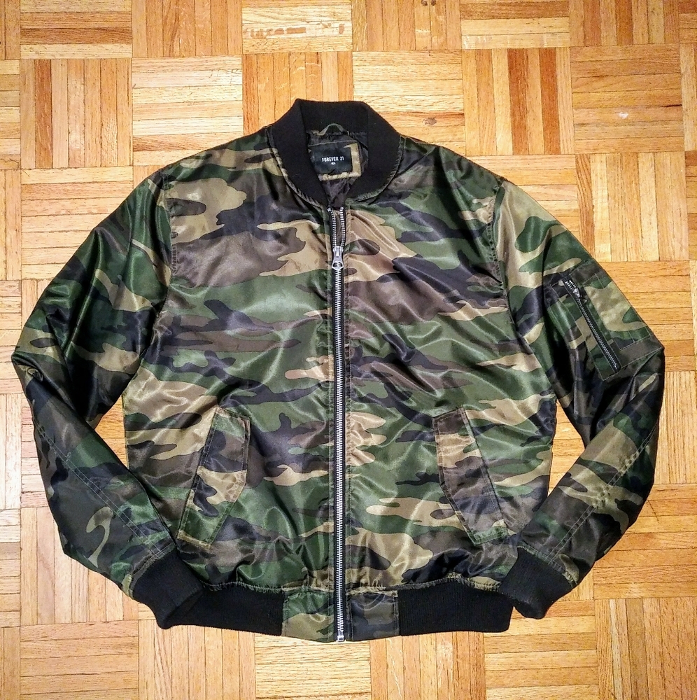 FOREVER 21 F21 Bomber Zip Up Jacket Parka